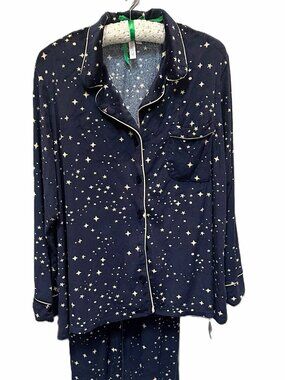 Joyspun 3X Navy Celestial Star Print 2 Piece Pajama Set 22W-24W